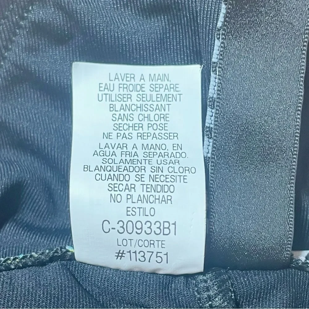 NWT La Blanca Vintage Y2K Ruched Tropical Waist Black Bikini Bottom Size 12 NEW - Picture 11 of 13